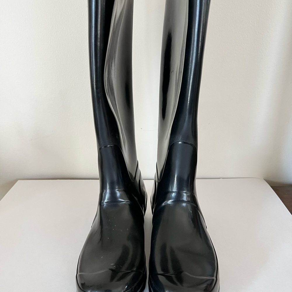 Hunter Original Tall Glossy Rain Boots Black Womens Size 8 Rubber Wellie Boots - Picture 5 of 5